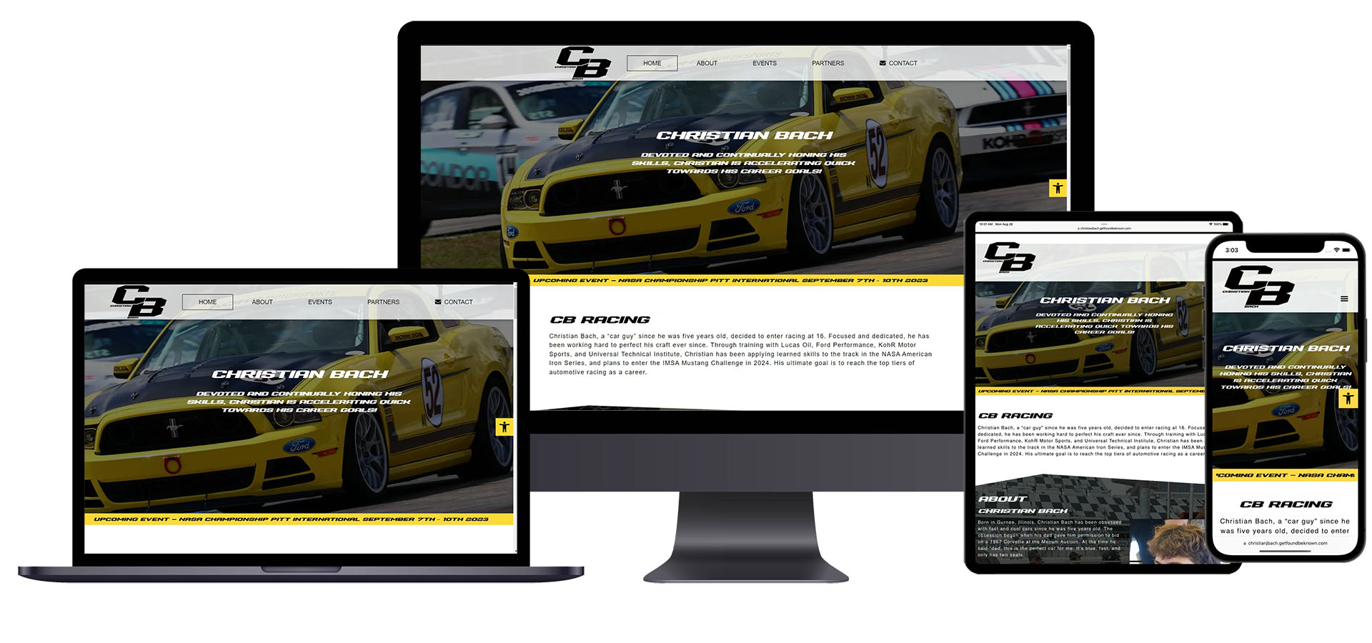 Racing Team Website for CB Racing and Christian Bach by Known Digital Marketing - Tarpon Springs FL