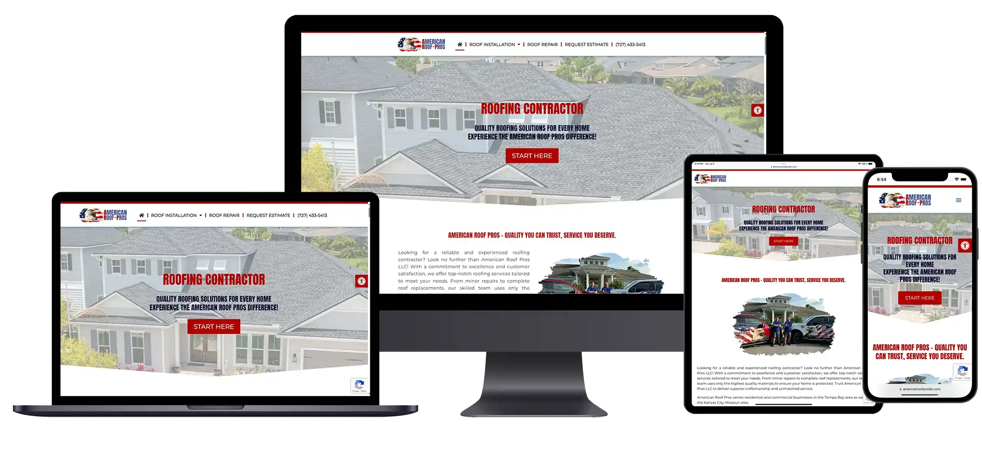 Roofing Contractor Website by Known Digital Marketing in Tarpon Springs Florida